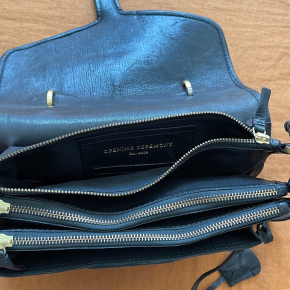 Opening Ceremony 3 Zipper Leather Satchel Purse - Picture 7 of 13